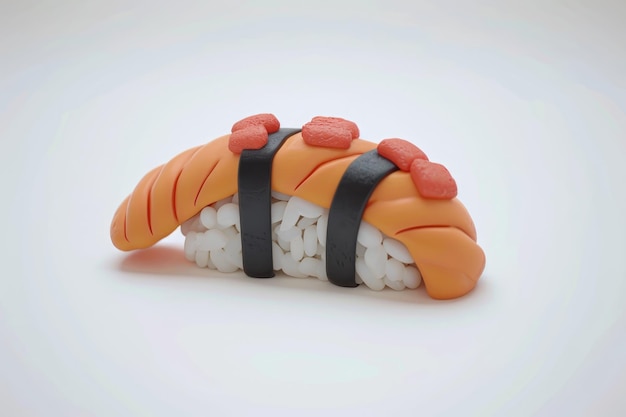 Miniatuur sushi model 3D op witte achtergrond