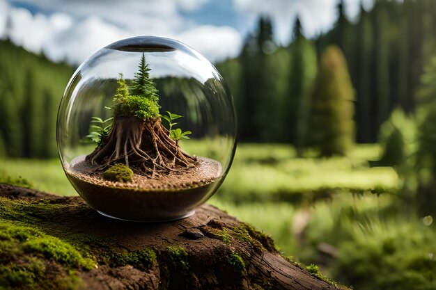 miniatuur terrarium pot in een bos
