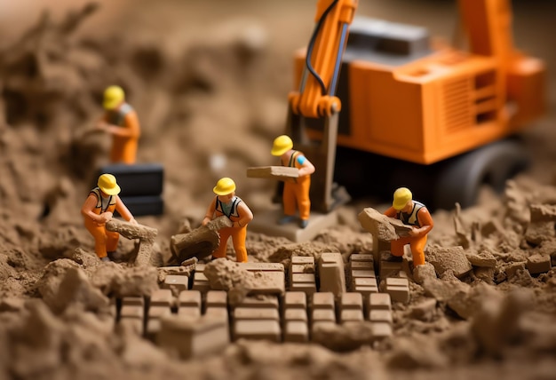 Miniatuur van bouwvakkers die hun werk doen