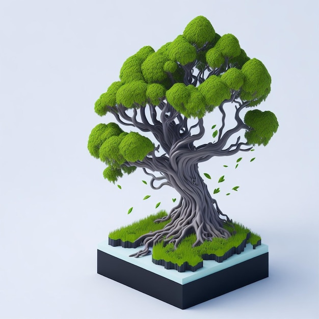 Miniatuurbonsai futuristische mystieke boomfoto