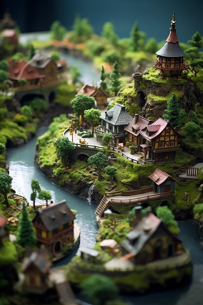 Foto miniatuurfantasiewereld in een notendop