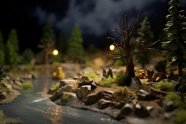 Miniatuurlandschap met bomen Generatieve Ai