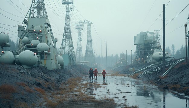 Foto miniatuurwereldfoto waarin het cybertektonisch protocol wordt uitgevoerd door simon stalenhag