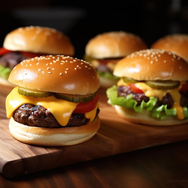 Miniburgerhapjes op een dienblad foodfoto