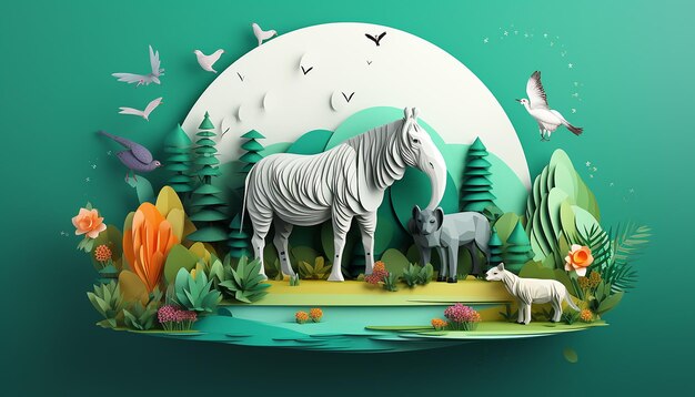 Minimaal 3D werelddierendag creatief posterontwerp Realistisch renderen