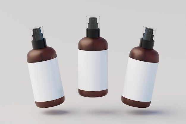 Minimaal concept Meerdere Spray Bottle Mockup 3D Illustratie