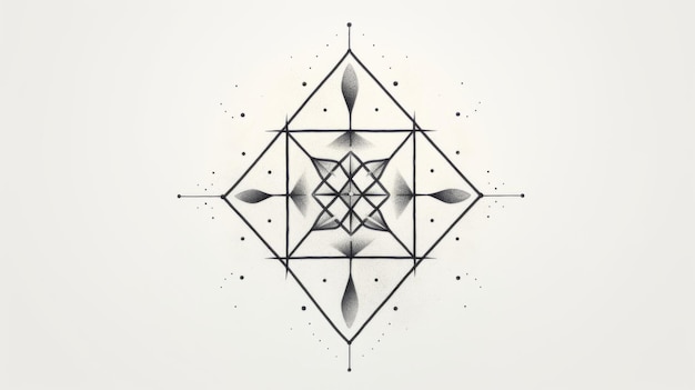 Minimaal geometrisch tattoo-ontwerp met symmetrische lijnen en punten