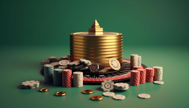 Minimal 3D casino objects Miniature concept for casino games