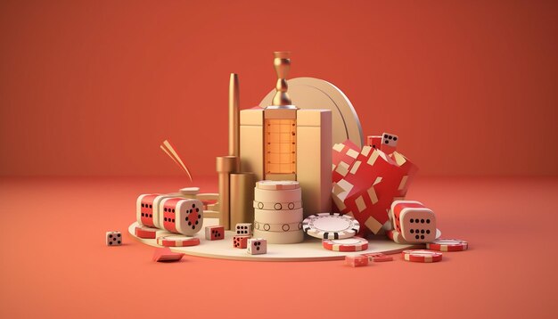 Minimal 3D casino objects Miniature concept for casino games