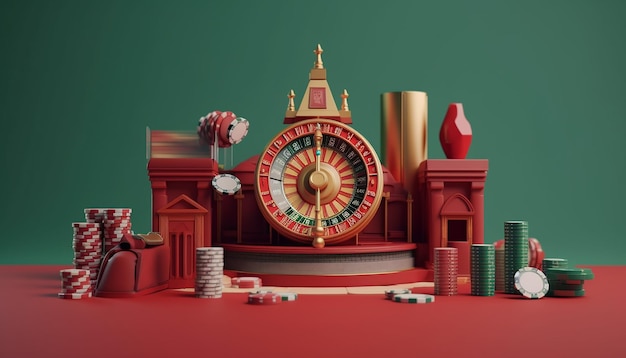 Minimal 3D casino objects Miniature concept for casino games