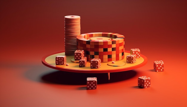 Minimal 3D casino objects Miniature concept for casino games