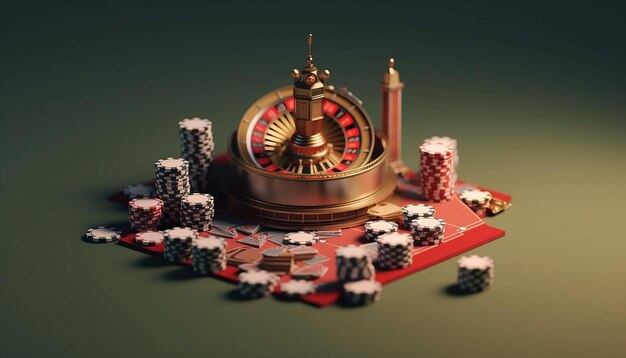 Minimal 3D casino objects Miniature concept for casino games