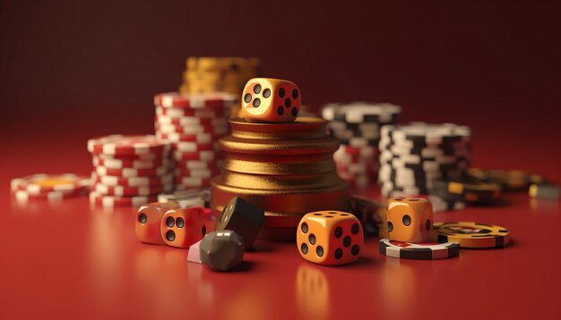 Minimal 3D casino objects Miniature concept for casino games