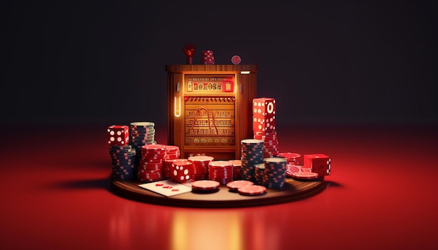 Minimal 3D casino objects Miniature concept for casino games