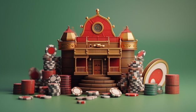 Minimal 3D casino objects Miniature concept for casino games