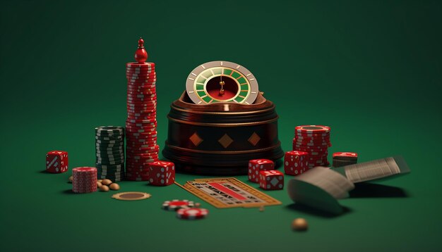 Minimal 3d casino objects miniature concept for casino games