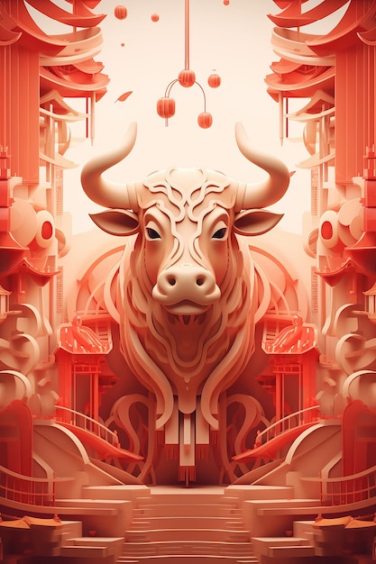 Photo minimal 3d chinese new year poster design generated by artificial intelligence