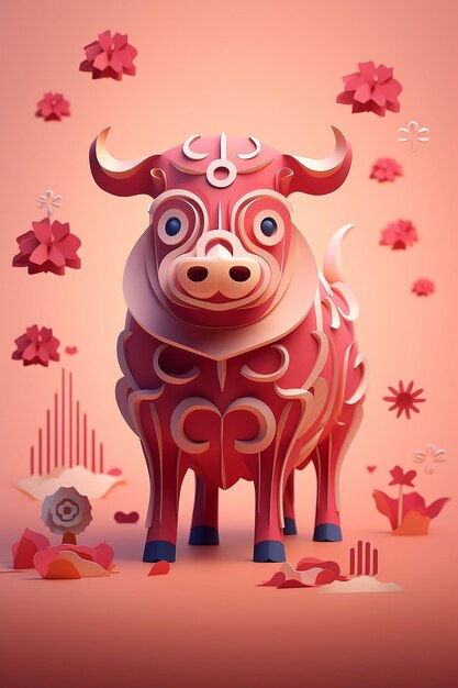 사진 인공지능에 의해 생성 된 최소 3d 중국 신년 포스터 디자인