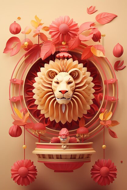 Photo minimal 3d chinese new year poster design generated by artificial intelligence