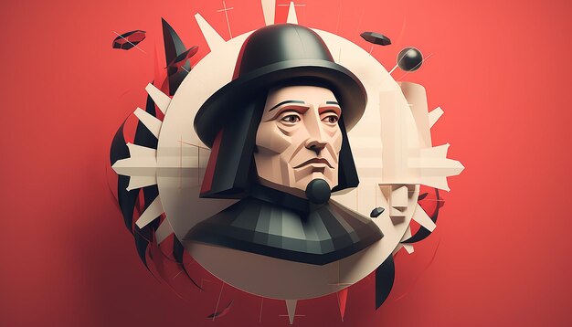 Минималистичный 3D дизайн плаката ко Дню Колумба