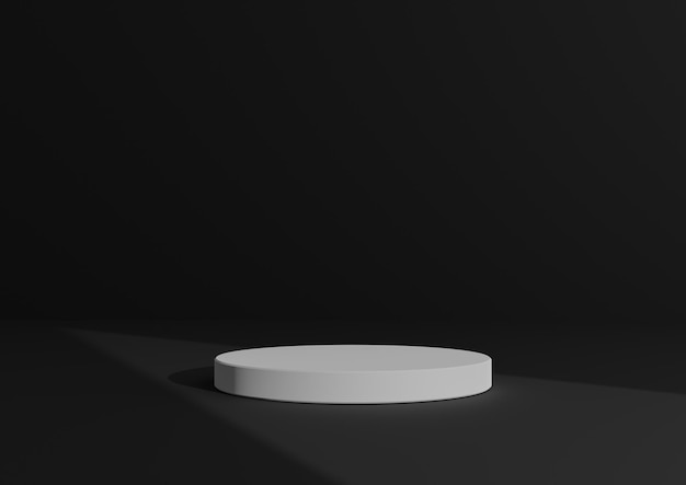 Минимальный трехмерный цилиндрический подиум или подставка на абстрактном теневом фоне для демонстрации продукта