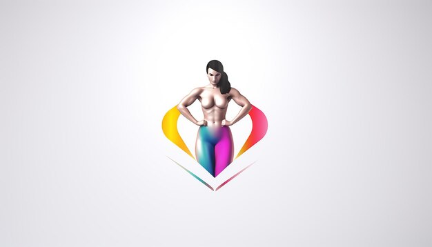 Photo minimal 3d creative fitness logo white background 8k ultra high quality