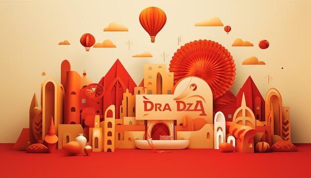 Minimal 3D Dia de la raza celebration poster design