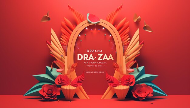 Minimal 3d dia de la raza celebration poster design