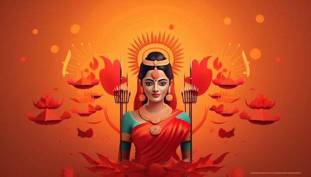 최소 3D Dussehra Vijayadashami 포스터 디자인