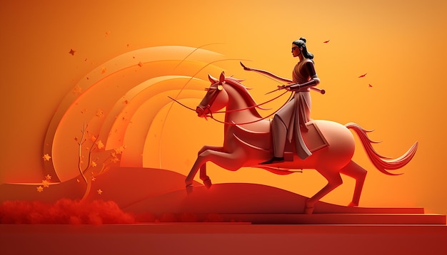 최소 3D Dussehra Vijayadashami 포스터 디자인