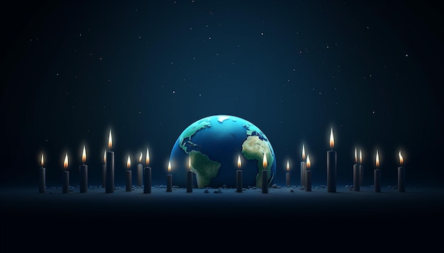 Photo minimal 3d earth hour day poster design