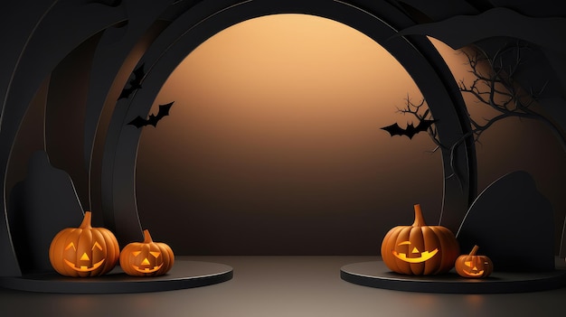 Minimal 3D Halloween Podium Scene Eerie Background for Product Showcase