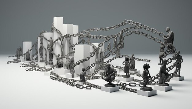 Photo a minimal 3d image of a chain breaking