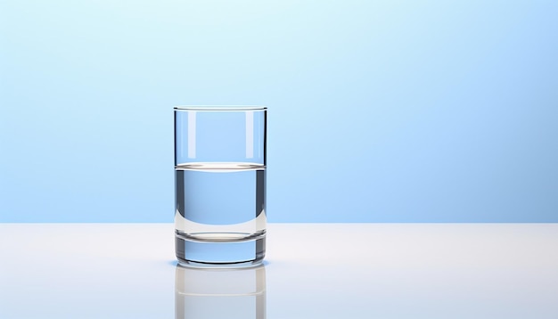 a minimal 3D image of a simple glass of water