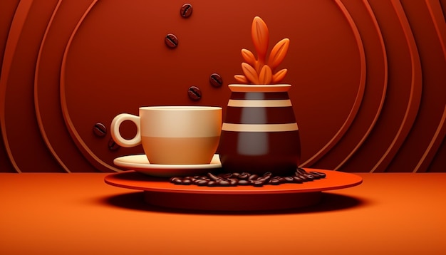 Minimal 3d international coffee day poster design