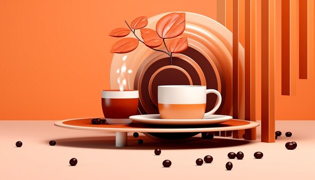 Photo minimal 3d international coffee day poster design