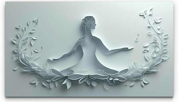 Minimal 3D poster of a woman in a meditative pose