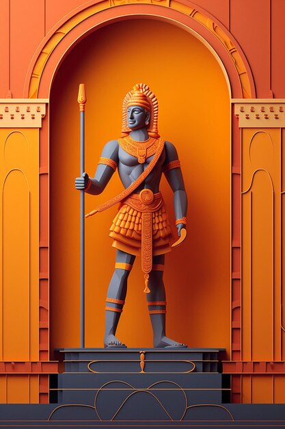 Foto disegno di poster di ram navami in 3d minimo