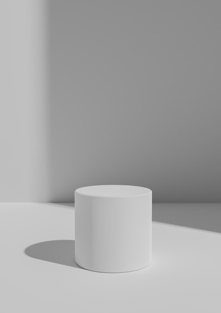 Minimal 3D Render Background for Product Display with StandPodium Light From Window with Copy Space