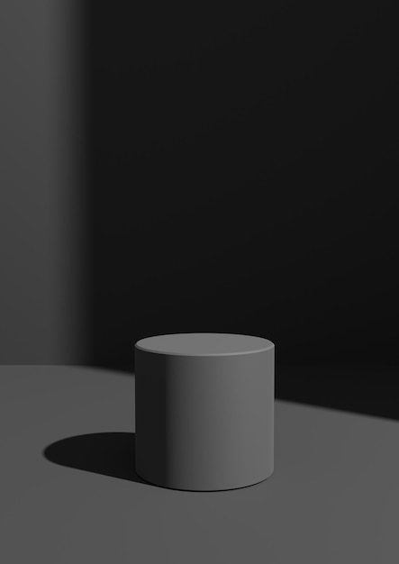 Минимальный 3D-рендеринг фона для демонстрации продукта с помощью StandPodium Light From Window with Copy Space
