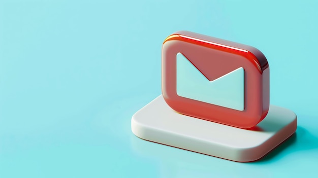 minimal 3d render of email message envelope icon on podium copy space