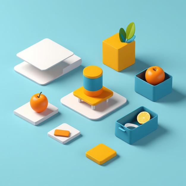 minimal 3d render of food and food concept 3d illustration minimal 3d render of food and food