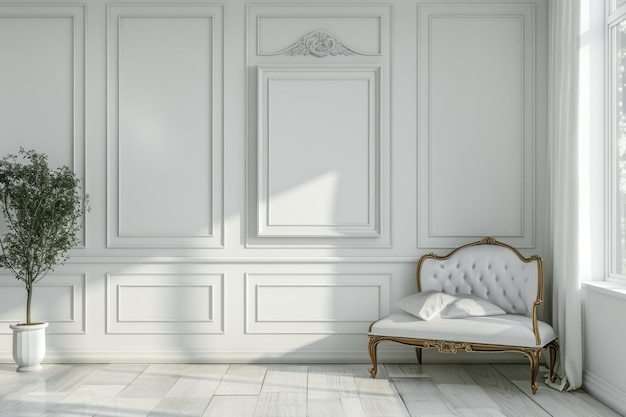 Минимальная 3D-комната с элегантной рамкой и высококачественной фотографией