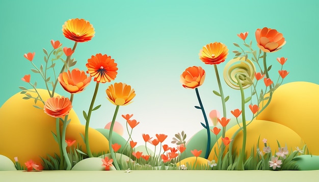 Photo minimal 3d spring poster design