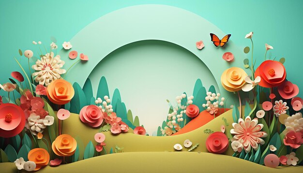 Photo minimal 3d spring poster design