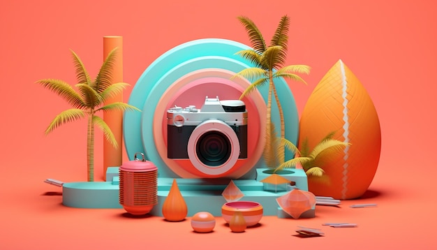 Minimal 3D summer theme Cool concept for summer advertisements