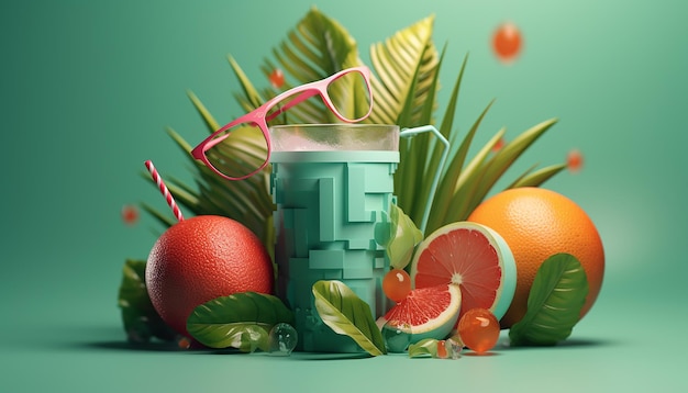 Minimal 3D summer theme Cool concept for summer advertisements