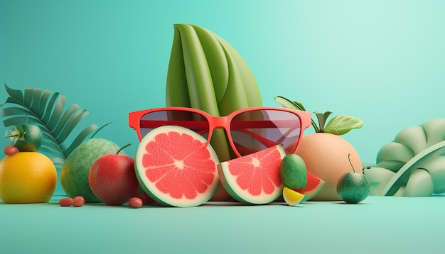 ミニマル 3D 夏のテーマ - 夏の広告のためのクールなコンセプト