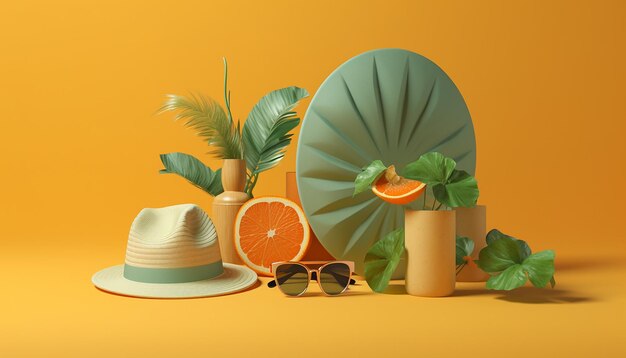 Minimal 3d summer theme cool concept for summer advertisements