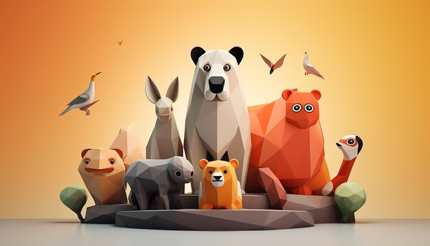 Minimal 3d world animal day creative poster design realistic render